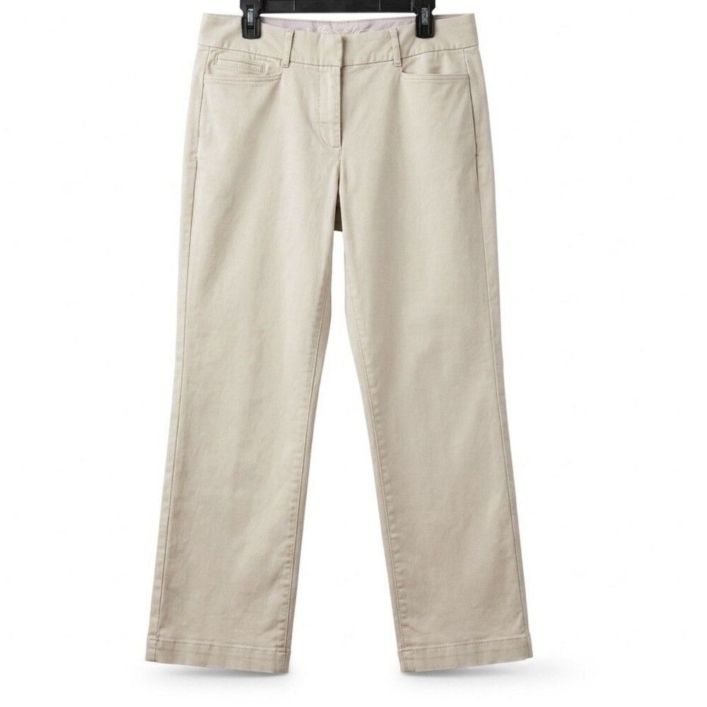 Jm Collection Womens Trousers Pants Beige Waistband Straight Leg Sz 12 Short